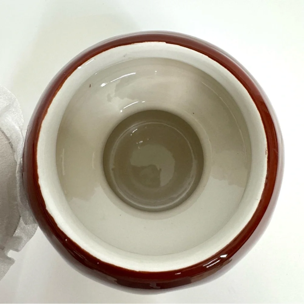 Ceramic Mushroom Canister Reddish Brown & Off White Food Safe New Nwt
